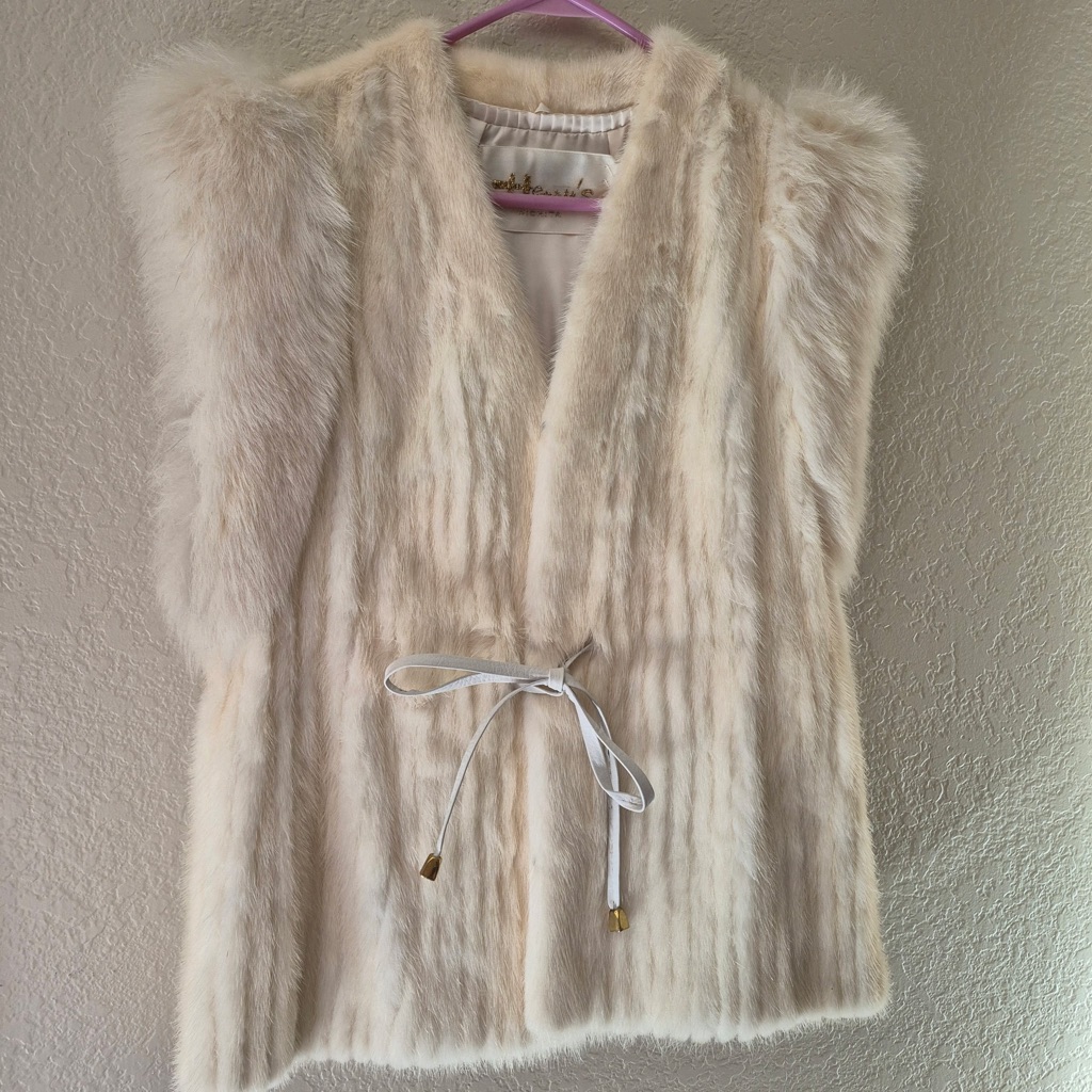 Vintage Authentic Mink Fur Belted Vest